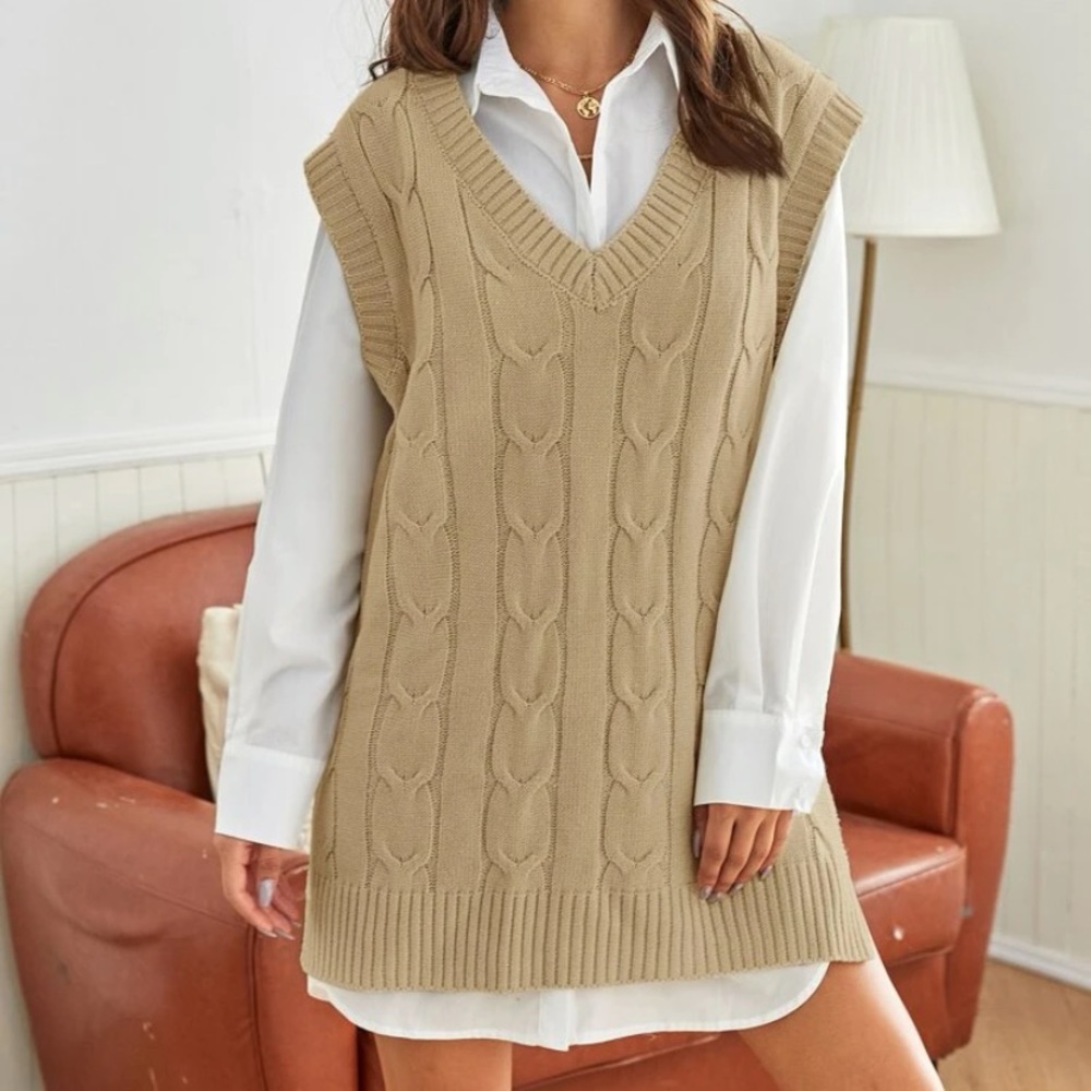 tan sweater vest size small